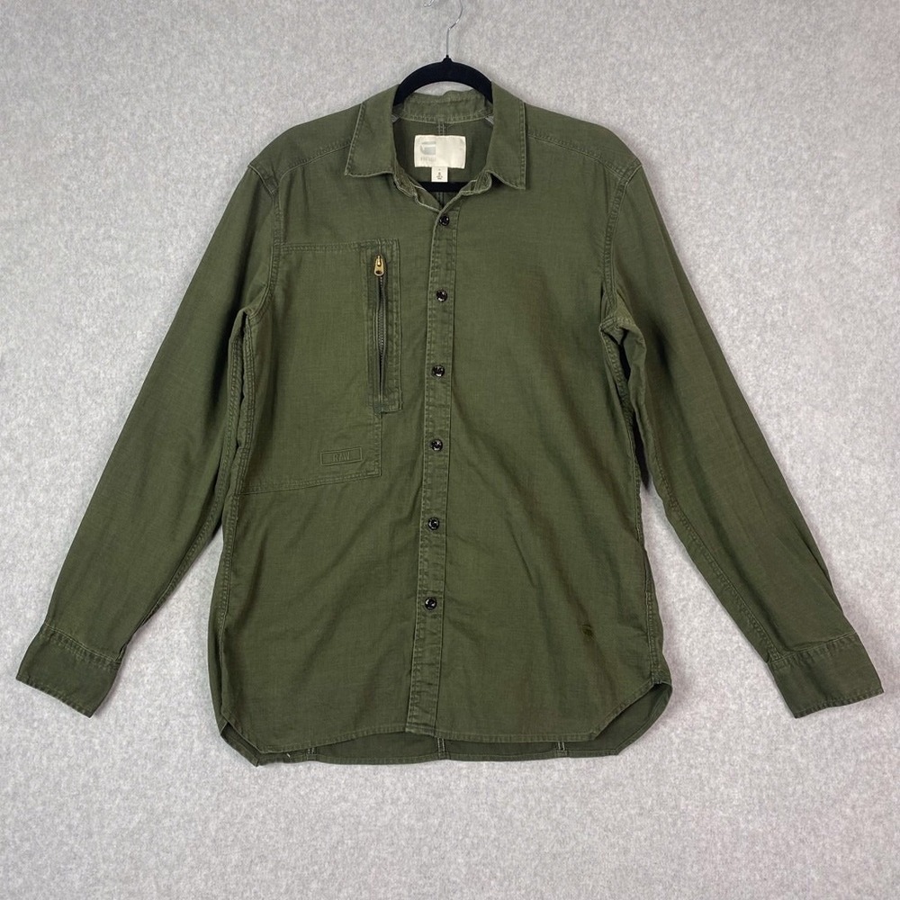 G-Star Raw Shirt Mens L Olive Green Powel 3D Shirt Long Sleeve‎ Button Up